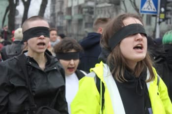 Bozhena protesting