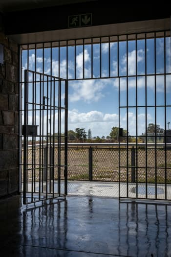 black metal gate opened during day