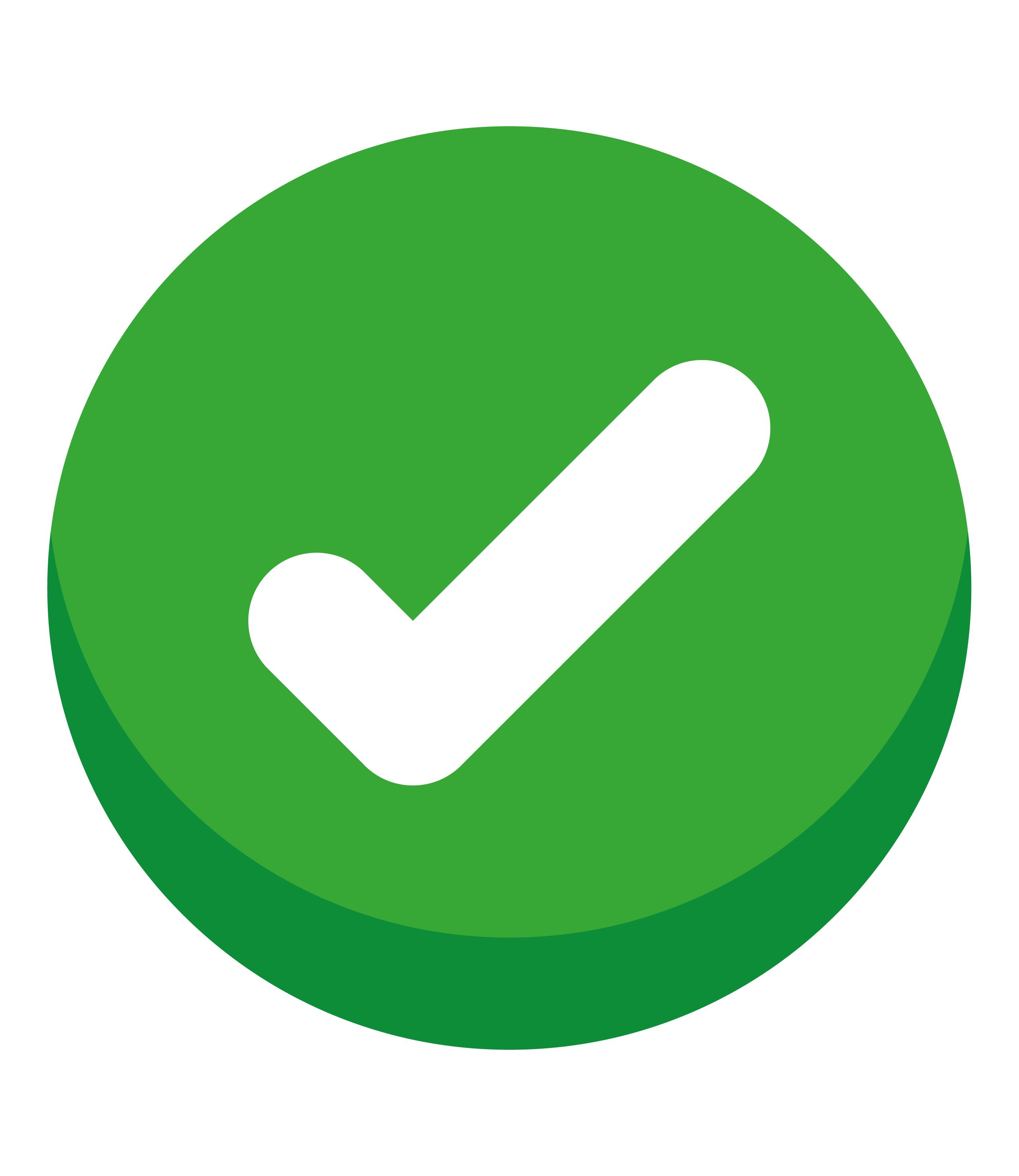 White tick on a light green circle