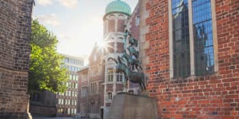 Bremen Town Musicians Statue in Bremen during the day.